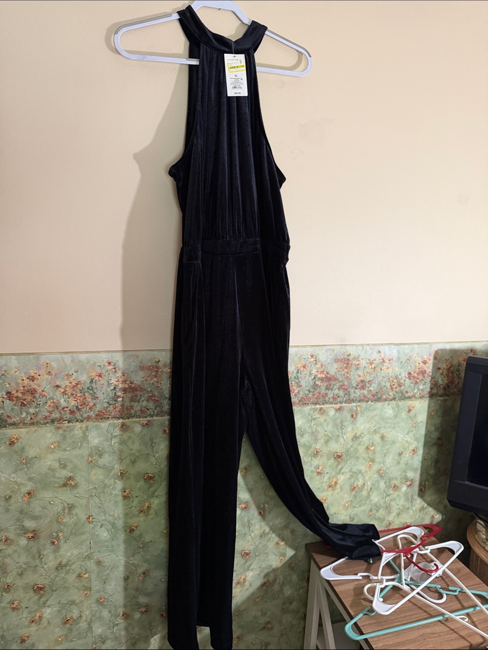 a new day Black Velvet Halter-Neck Jumpsuit